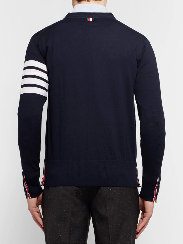 Striped Wool Cardigan - BK Striped Wool Cardigan - BK