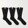 Three-Pack Ribbed Cotton-Blend Socks
