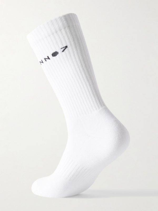 Three-Pack Logo-Jacquard Ribbed Cotton-Blend Socks - BK Three-Pack Logo-Jacquard Ribbed Cotton-Blend Socks - BK