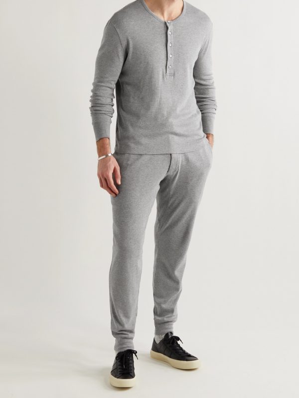 Tapered Brushed Cotton and Modal-Blend Jersey Sweatpants - OU