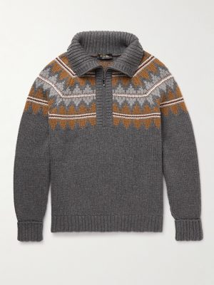 Glacier Fair Isle Cashmere Half-Zip Sweater Glacier Fair Isle Cashmere Half-Zip Sweater