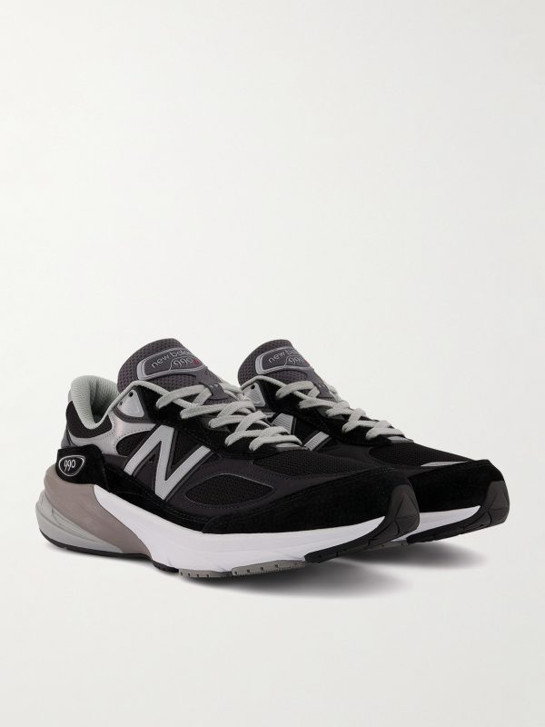 990v6 Leather-Trimmed Suede and Mesh Sneakers - FR 990v6 Leather-Trimmed Suede and Mesh Sneakers - FR