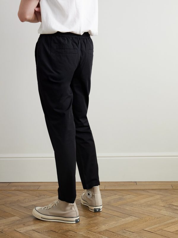 Tapered Cotton-Twill Drawstring Trousers - BK Tapered Cotton-Twill Drawstring Trousers - BK