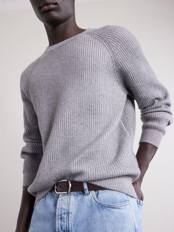 Striped Ribbed Cashmere Sweater - CU Striped Ribbed Cashmere Sweater - CU