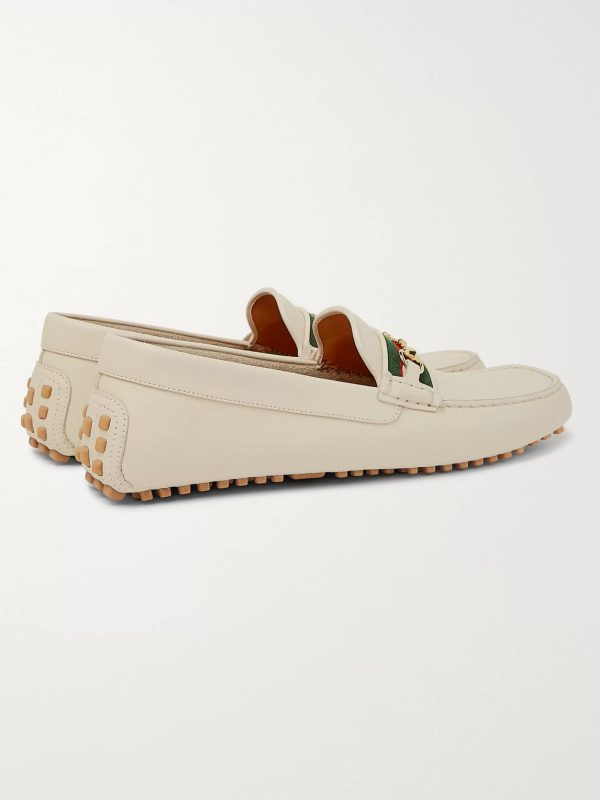 Ayrton Webbing-Trimmed Horsebit Leather Driving Shoes - BK