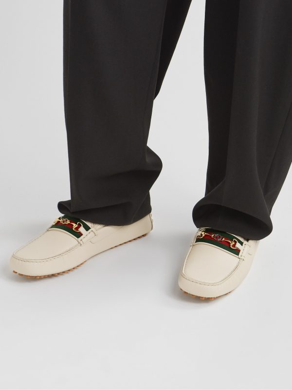 Ayrton Webbing-Trimmed Horsebit Leather Driving Shoes - E1