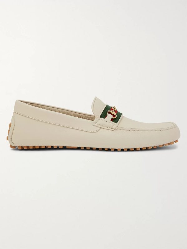 Ayrton Webbing-Trimmed Horsebit Leather Driving Shoes