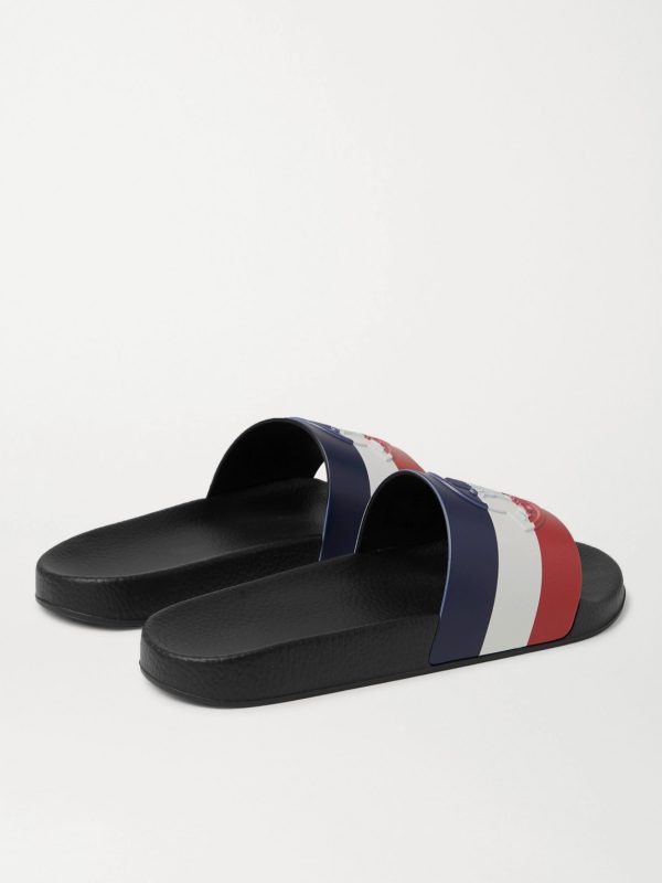 Basile Logo-Embossed Striped Rubber Slides - BK