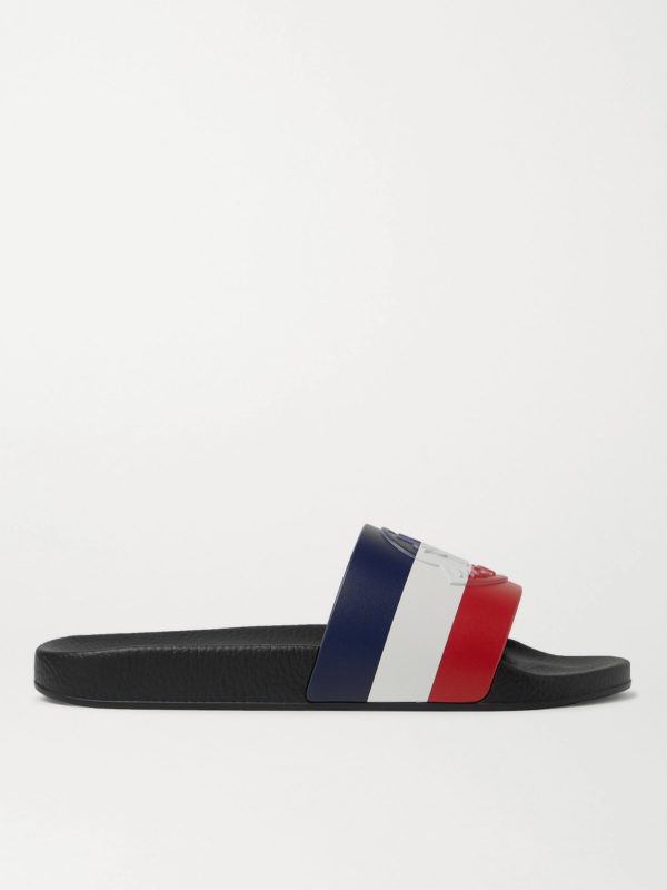 Basile Logo-Embossed Striped Rubber Slides
