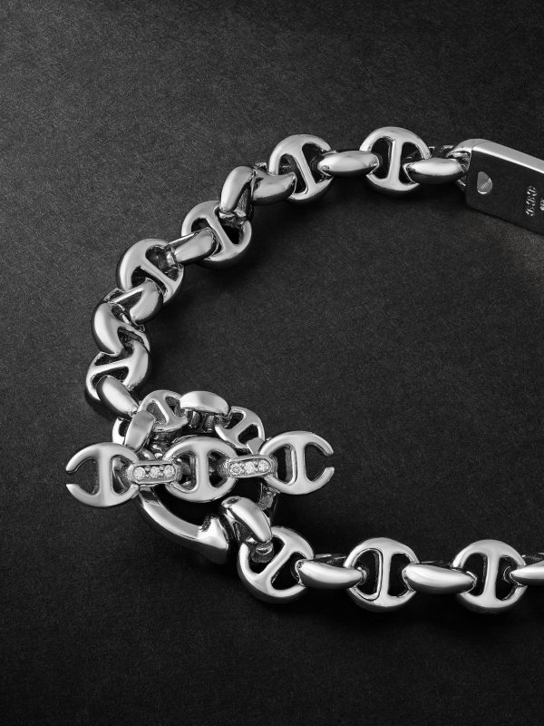 Open-Link Monogram 5mm Sterling Silver Diamond Bracelet - BK Open-Link Monogram 5mm Sterling Silver Diamond Bracelet - BK