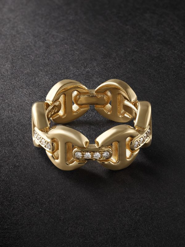 Dame Tri-Link 18-Karat Gold Diamond Ring - BK Dame Tri-Link 18-Karat Gold Diamond Ring - BK