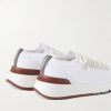 Leather-Trimmed Stretch-Knit Sneakers - BK Leather-Trimmed Stretch-Knit Sneakers - BK