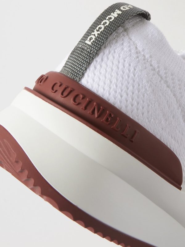 Leather-Trimmed Stretch-Knit Sneakers - CU Leather-Trimmed Stretch-Knit Sneakers - CU