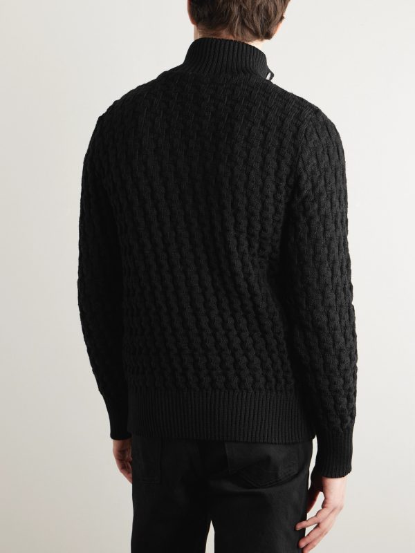 Stark Textured Virgin Wool Cardigan - BK Stark Textured Virgin Wool Cardigan - BK