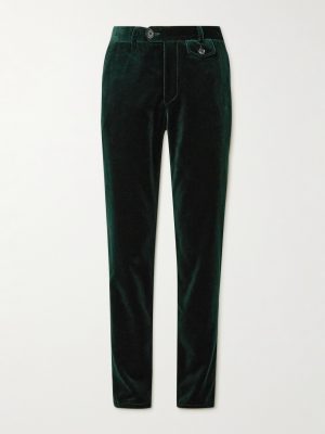 Fishtail Slim-Fit Cotton-Velvet Suit Trousers Fishtail Slim-Fit Cotton-Velvet Suit Trousers