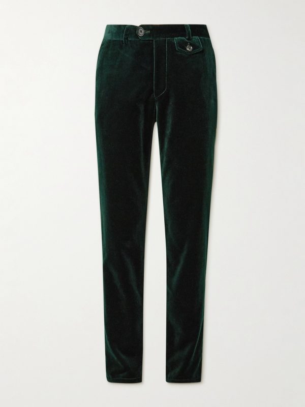 Fishtail Slim-Fit Cotton-Velvet Suit Trousers Fishtail Slim-Fit Cotton-Velvet Suit Trousers