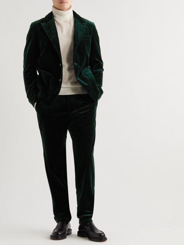 Fishtail Slim-Fit Cotton-Velvet Suit Trousers - OU Fishtail Slim-Fit Cotton-Velvet Suit Trousers - OU