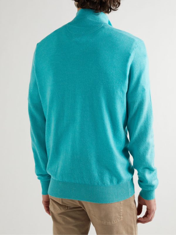 Roadster Striped Cashmere Half-Zip Sweater - BK Roadster Striped Cashmere Half-Zip Sweater - BK