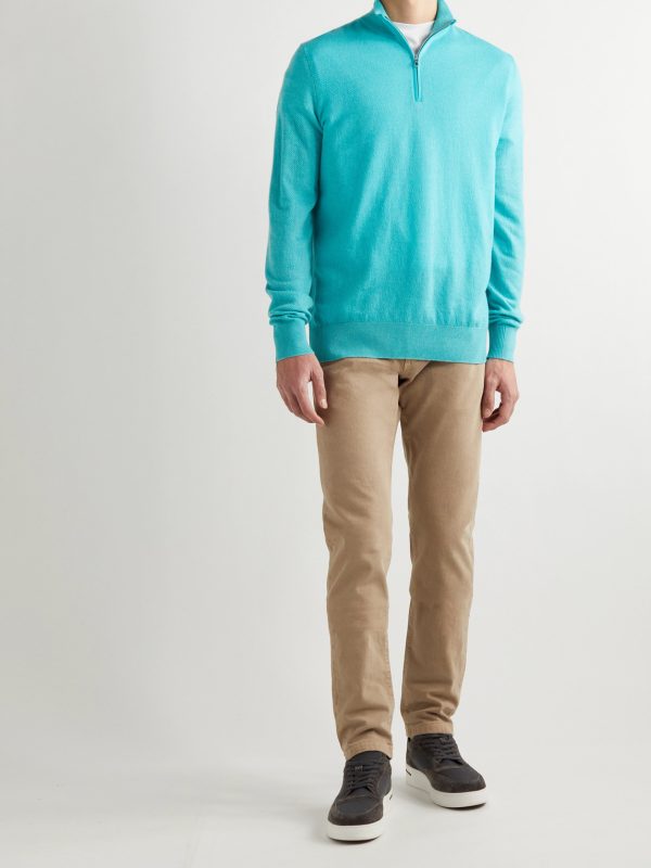 Roadster Striped Cashmere Half-Zip Sweater - OU Roadster Striped Cashmere Half-Zip Sweater - OU