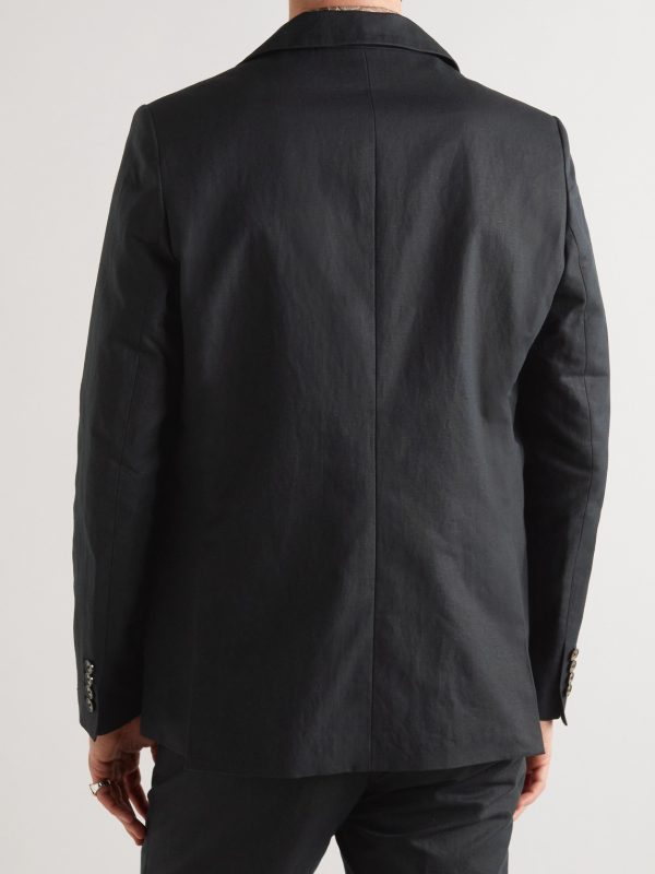 Cotton and Linen-Blend Blazer - BK Cotton and Linen-Blend Blazer - BK