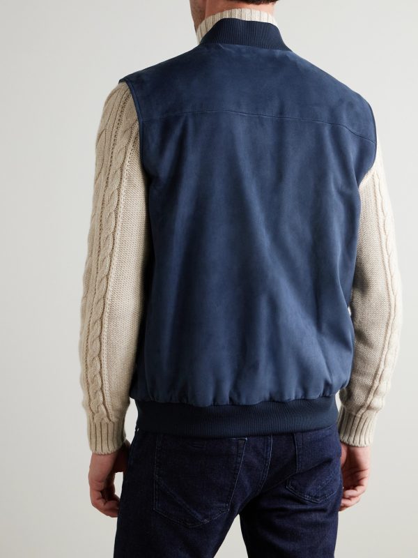 Wool-blend Trimmed Suede Vest - BK