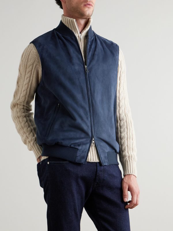 Wool-blend Trimmed Suede Vest - FR
