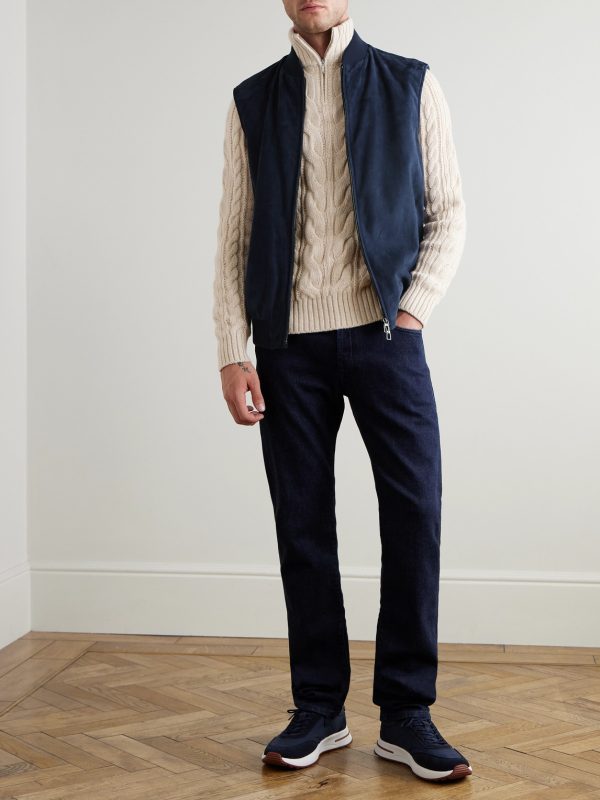 Wool-blend Trimmed Suede Vest - OU