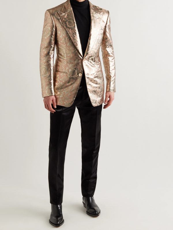 Spencer Slim-Fit Metallic Jacquard Tuxedo Jacket - OU Spencer Slim-Fit Metallic Jacquard Tuxedo Jacket - OU