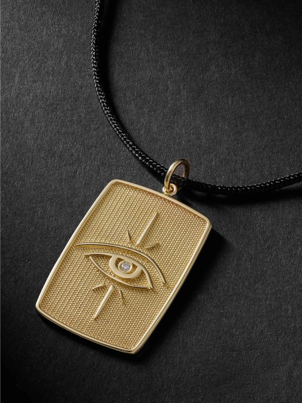 Gold, Diamond and Cord Pendant Necklace - CU Gold, Diamond and Cord Pendant Necklace - CU