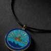 Gold, Turquoise, Lapis and Cord Pendant Necklace - CU Gold, Turquoise, Lapis and Cord Pendant Necklace - CU
