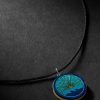 Gold, Turquoise, Lapis and Cord Pendant Necklace Gold, Turquoise, Lapis and Cord Pendant Necklace