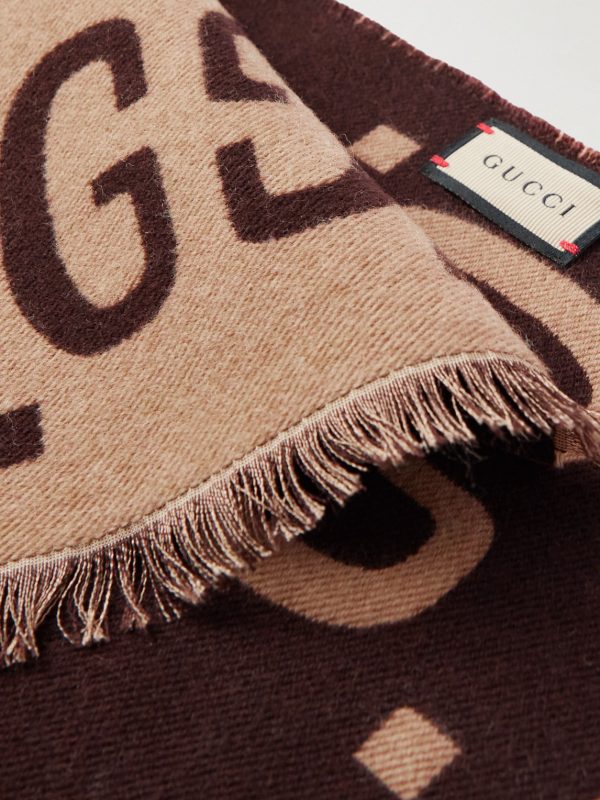 Logo-Jacquard Wool and Silk-Blend Scarf - CU Logo-Jacquard Wool and Silk-Blend Scarf - CU