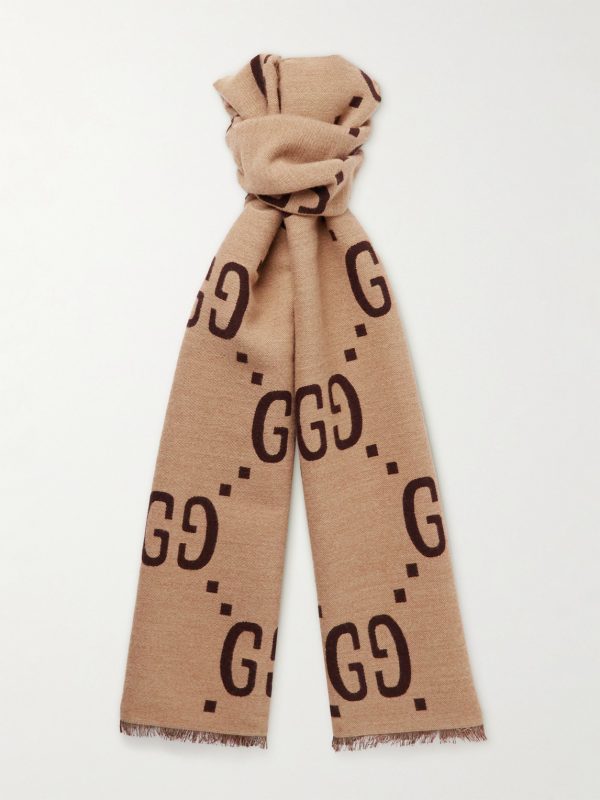 Logo-Jacquard Wool and Silk-Blend Scarf Logo-Jacquard Wool and Silk-Blend Scarf