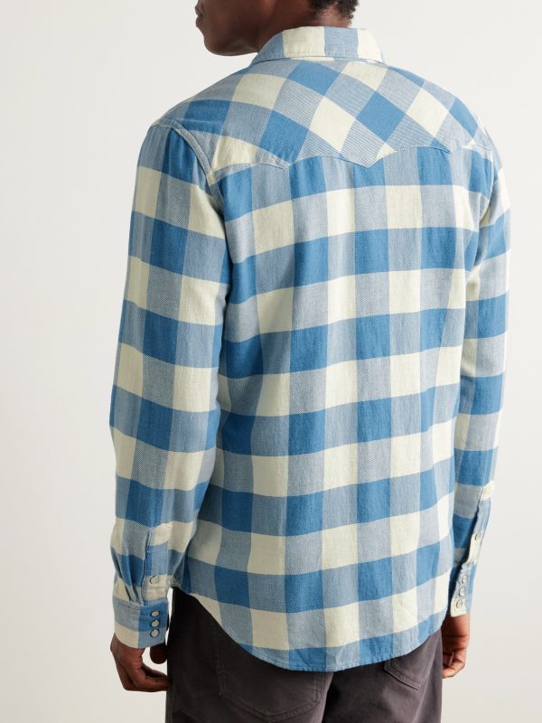 Buffalo-Checked Cotton and Linen-Blend Flannel Shirt - BK Buffalo-Checked Cotton and Linen-Blend Flannel Shirt - BK