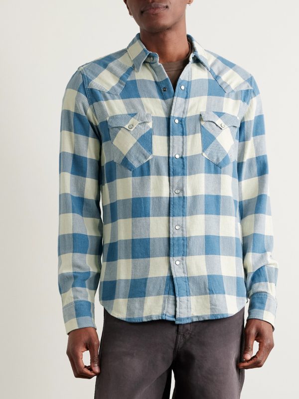 Buffalo-Checked Cotton and Linen-Blend Flannel Shirt - FR Buffalo-Checked Cotton and Linen-Blend Flannel Shirt - FR