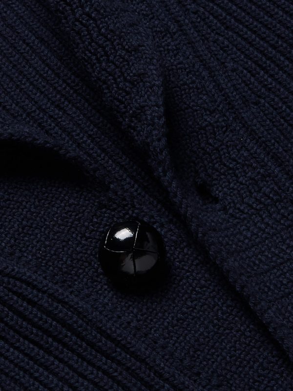 Shawl-Collar Ribbed Wool Cardigan - CU