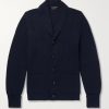 Shawl-Collar Ribbed Wool Cardigan