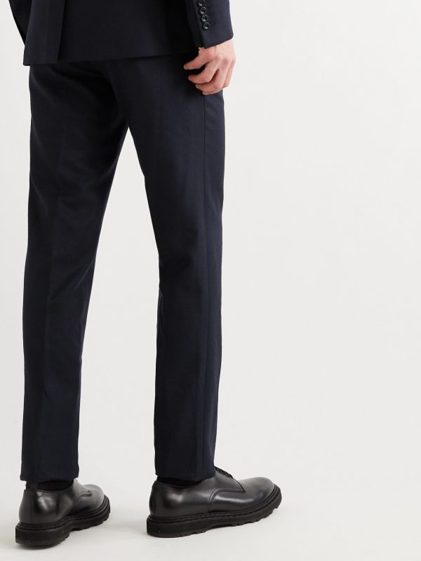 Slim-Fit Navy Worsted Wool Trousers - BK Slim-Fit Navy Worsted Wool Trousers - BK