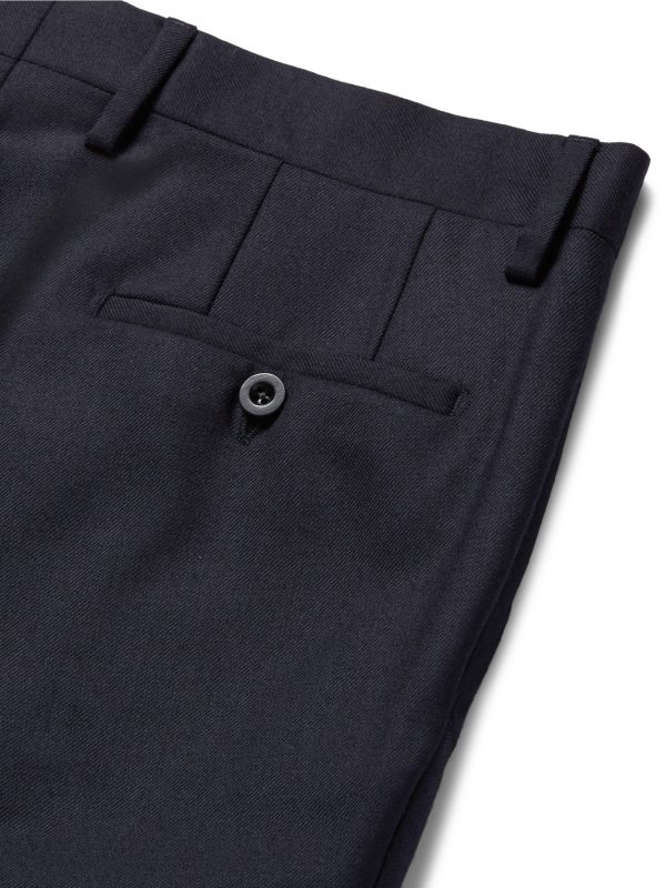 Slim-Fit Navy Worsted Wool Trousers - CU Slim-Fit Navy Worsted Wool Trousers - CU