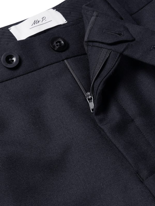 Slim-Fit Navy Worsted Wool Trousers - E1 Slim-Fit Navy Worsted Wool Trousers - E1