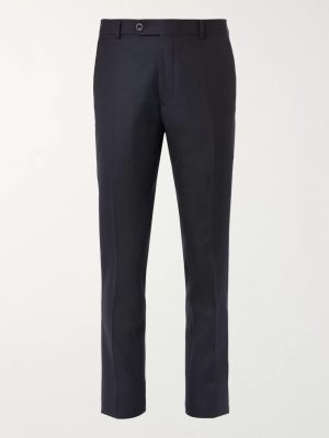 Slim-Fit Navy Worsted Wool Trousers Slim-Fit Navy Worsted Wool Trousers