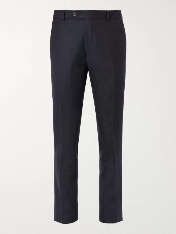 Slim-Fit Navy Worsted Wool Trousers Slim-Fit Navy Worsted Wool Trousers