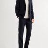 Slim-Fit Navy Worsted Wool Trousers - OU Slim-Fit Navy Worsted Wool Trousers - OU