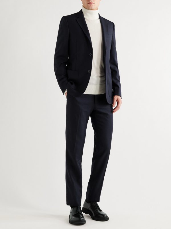 Slim-Fit Navy Worsted Wool Trousers - OU Slim-Fit Navy Worsted Wool Trousers - OU