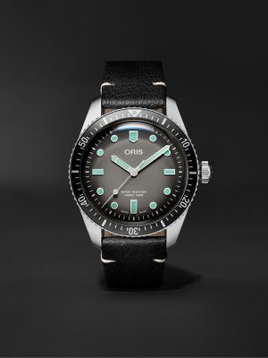 Divers Sixty-Five Automatic 40mm Stainless Steel and Leather Watch, Ref. No. 01 733 7707 4053-07 5 20 89 Divers Sixty-Five Automatic 40mm Stainless Steel and Leather Watch, Ref. No. 01 733 7707 4053-07 5 20 89
