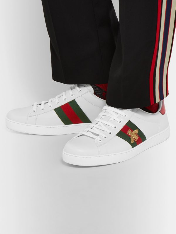 Ace Embroidered Leather Sneakers - E1