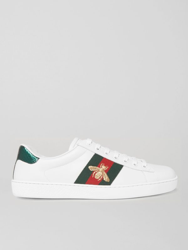 Ace Embroidered Leather Sneakers
