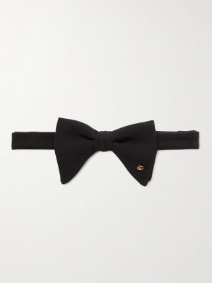 Pre-Tied Logo-Embellished Silk Crepe de Chine Bow Tie Pre-Tied Logo-Embellished Silk Crepe de Chine Bow Tie