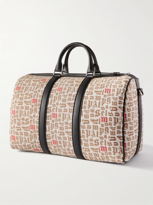 8 Moncler Palm Angels Leather-Trimmed Logo-Jacquard Weekend Bag - BK 8 Moncler Palm Angels Leather-Trimmed Logo-Jacquard Weekend Bag - BK
