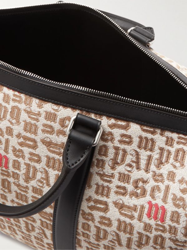 8 Moncler Palm Angels Leather-Trimmed Logo-Jacquard Weekend Bag - E1 8 Moncler Palm Angels Leather-Trimmed Logo-Jacquard Weekend Bag - E1